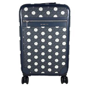 NEW Michael Kors Travel Small Trolley Rolling Suitcase Carry On Bag Navy White